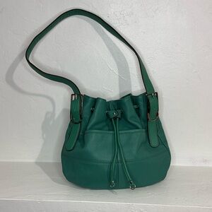 Tignanello sea foam green leather drawstring bucket bag